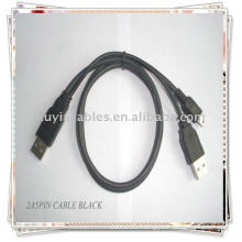 USB 2.0 2 A Male to mini B 5pin data Power Y-Cable New